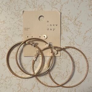 NWT A New Day Gold Textured Hoop Earrings